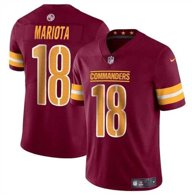 Men & Women & Youth Washington Commanders #18 Marcus Mariota Burgundy 2024 Vapor Limited Stitched Jersey